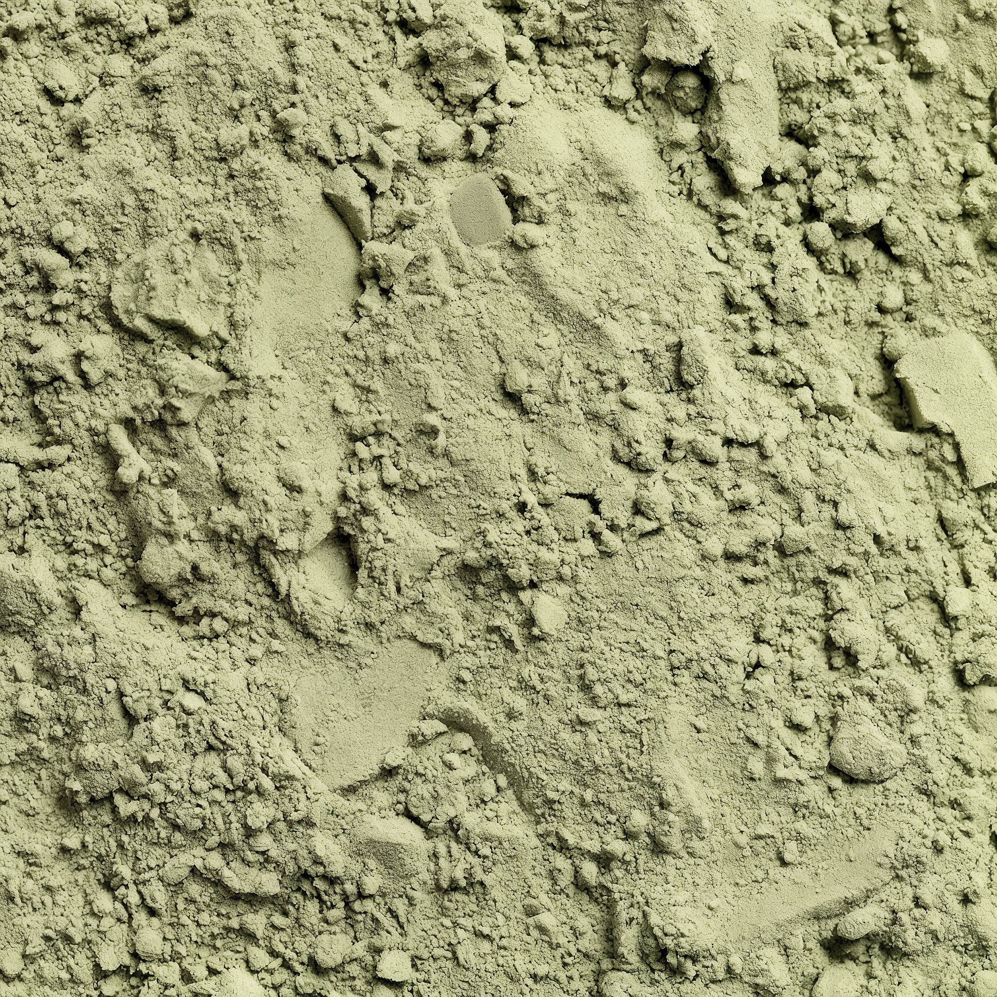Close-up of greenish-brown soil with small stones