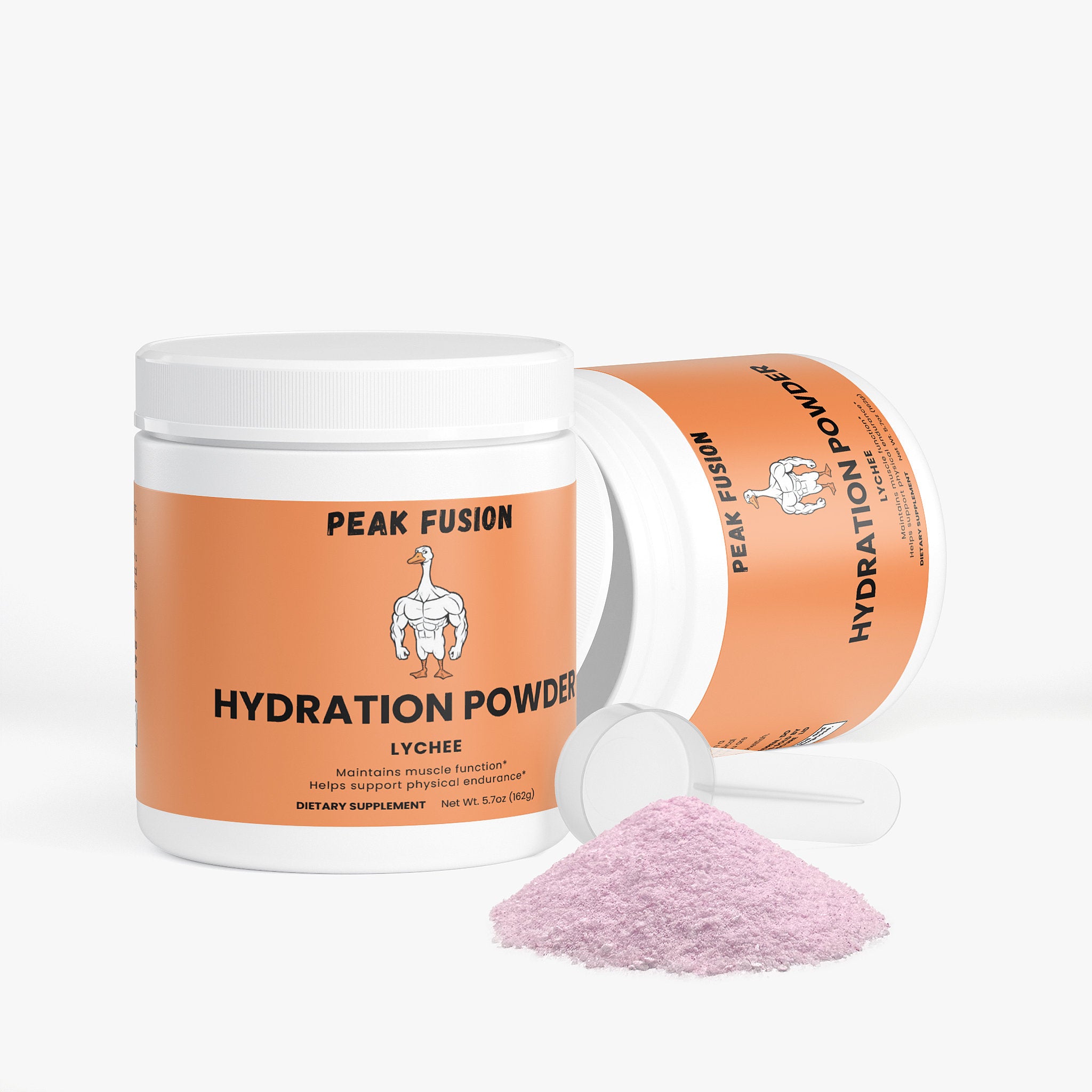 Peak Fusion Hydration Powder container with pink powder on a white background