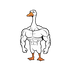 Muscular cartoon goose named Peakie, the mascot of PeakFusion