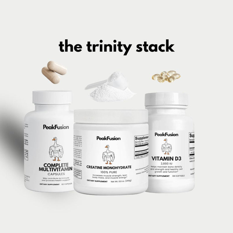 PeakFusion Trinity Stack — the three supplements every college athlete actually needs