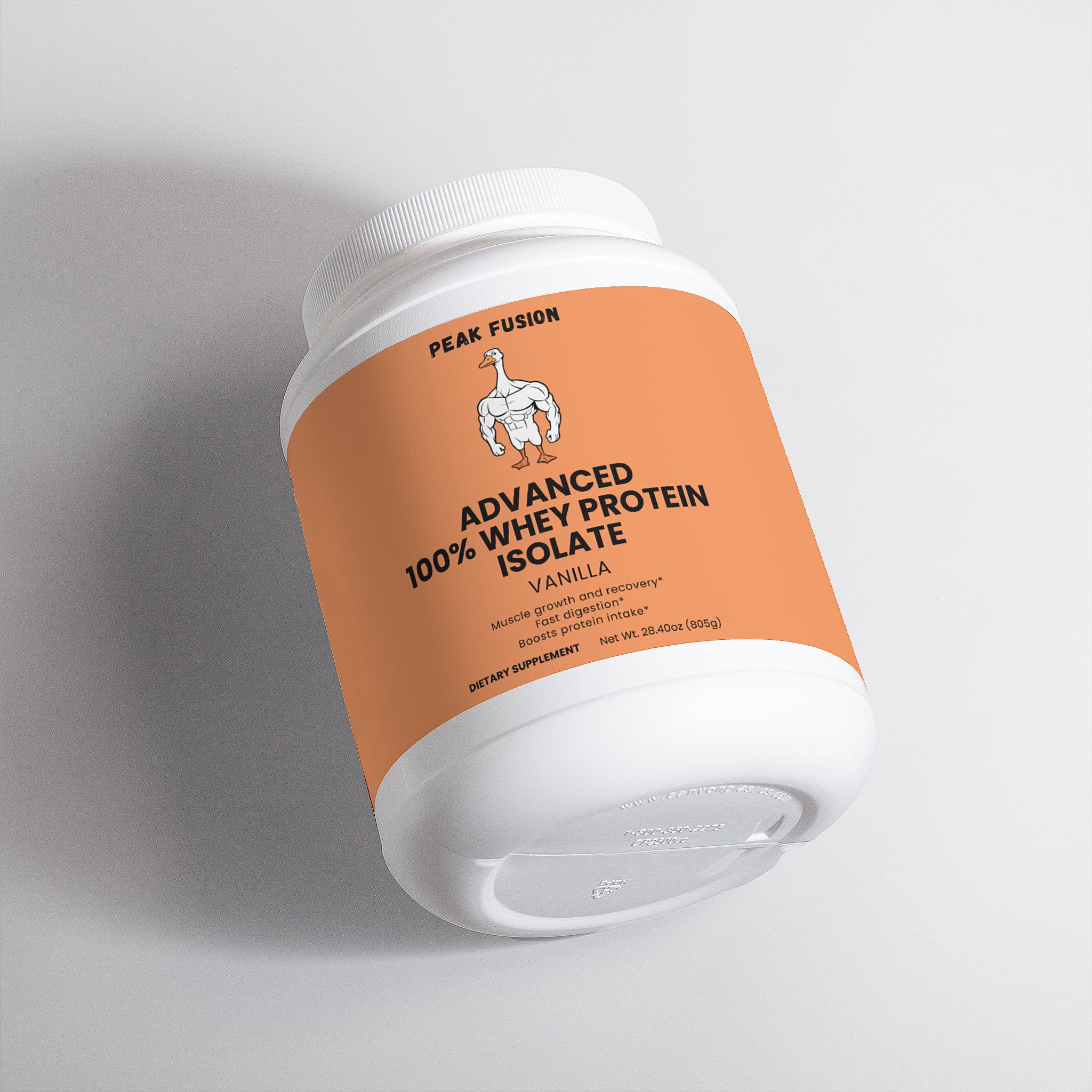 Peak Fusion Advanced Whey Protein Isolate container on a light gray background