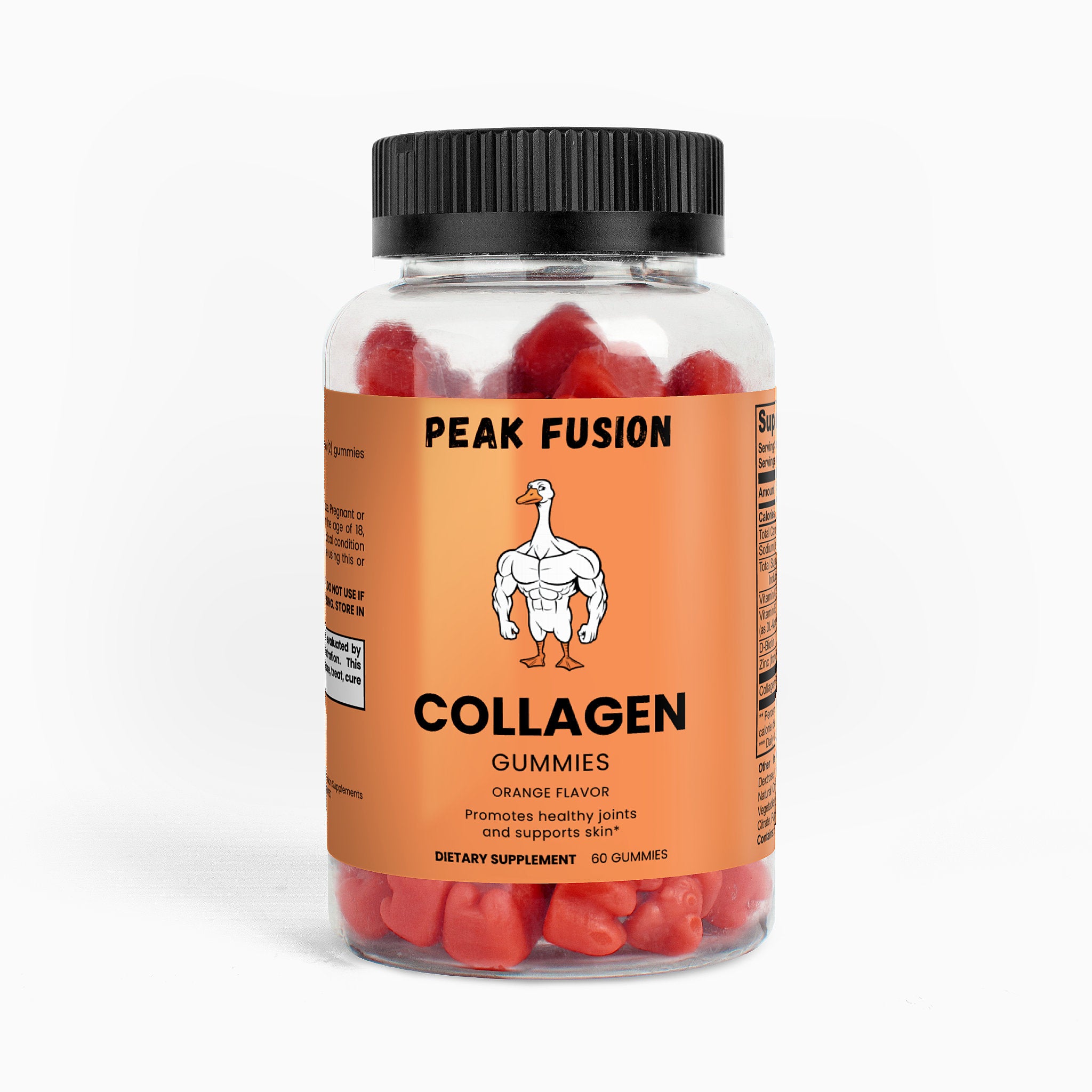 Bottle of Peak Fusion Collagen Gummies on a white background