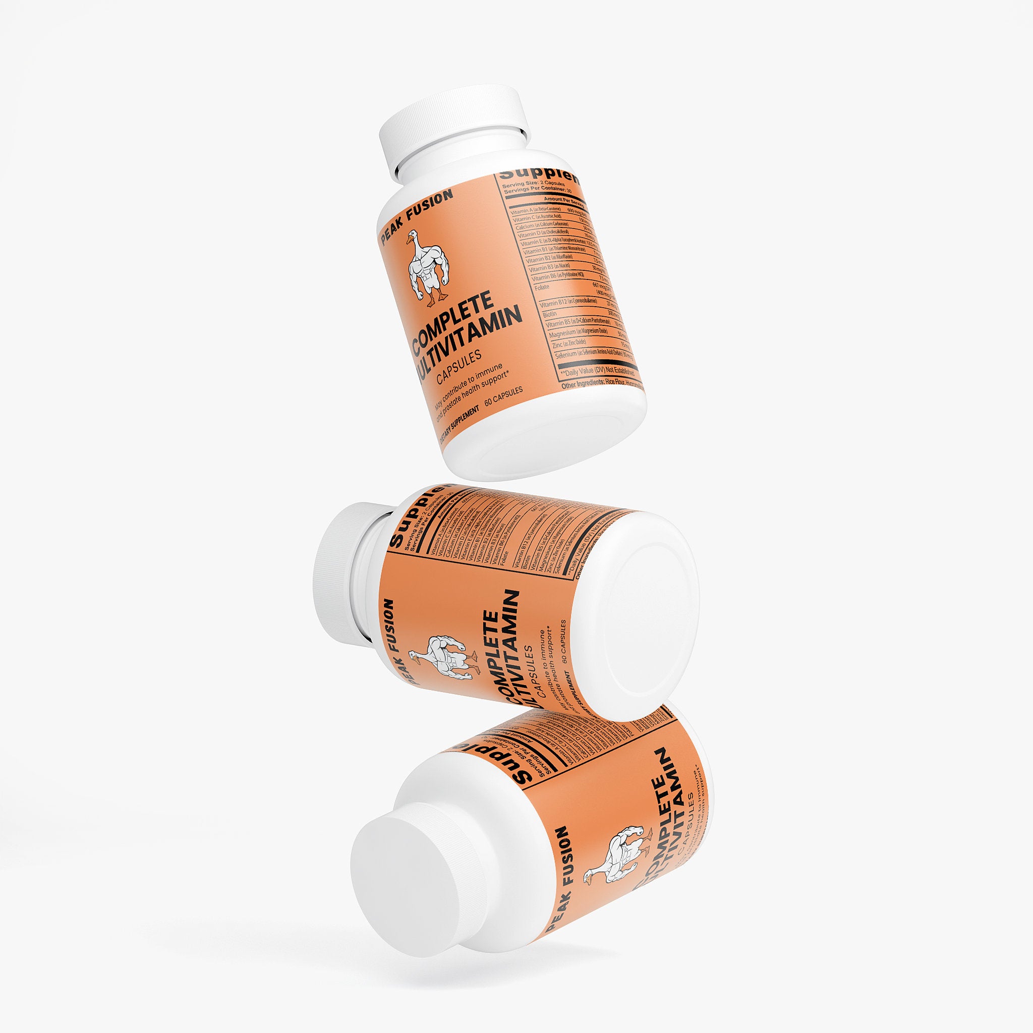 Three bottles of 'Complete Activitamin' on a white background