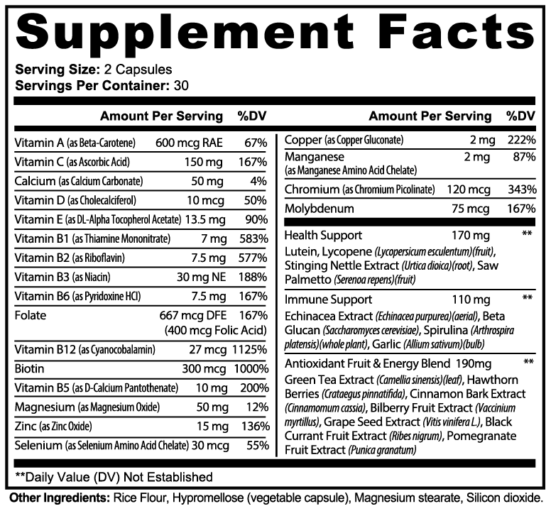 Complete Multivitamin Supplement by PeakFusion - Daily Health Support