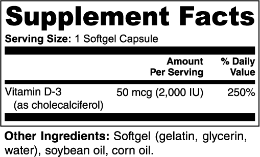 Vitamin D3 2000 IU Supplement by PeakFusion - Immune & Bone Support