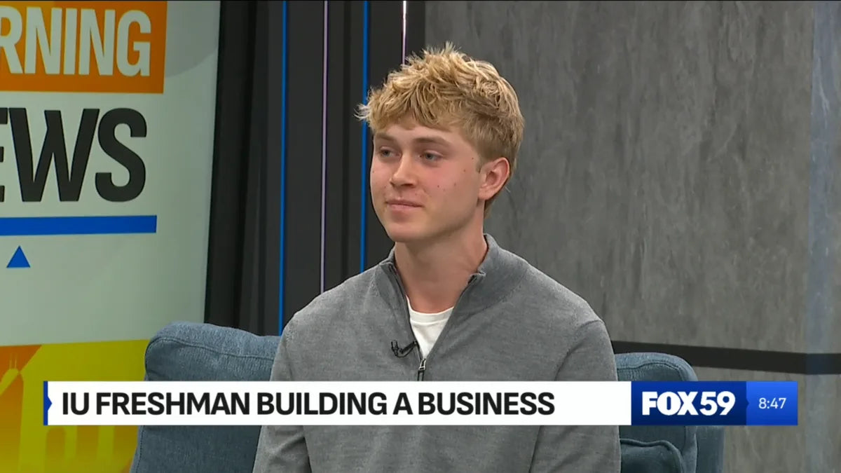 Close-up of Grant Myers during a FOX59 interview